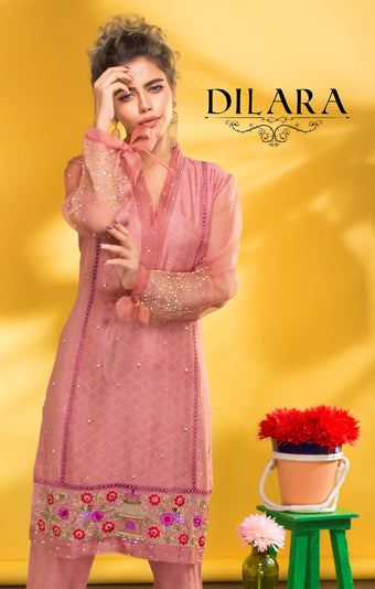 Tea Pink Khaadi Net Dress